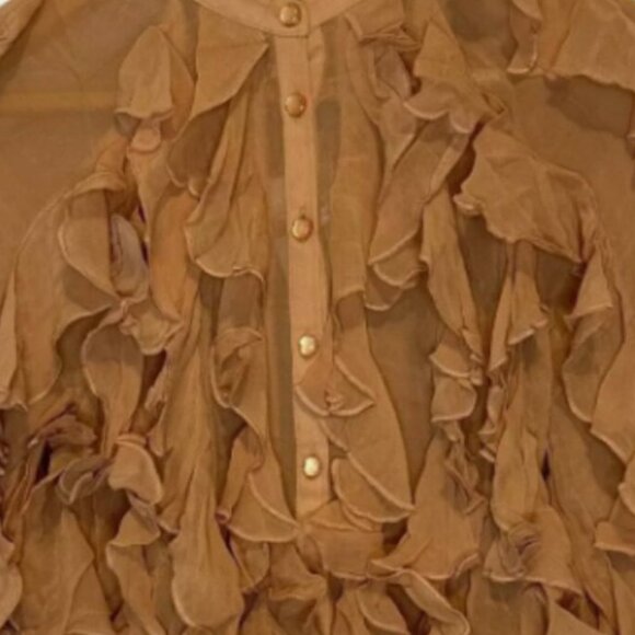Brand New by Anthropologie Sheer Ruffle Buttondown Blouse - Picture 8 of 13